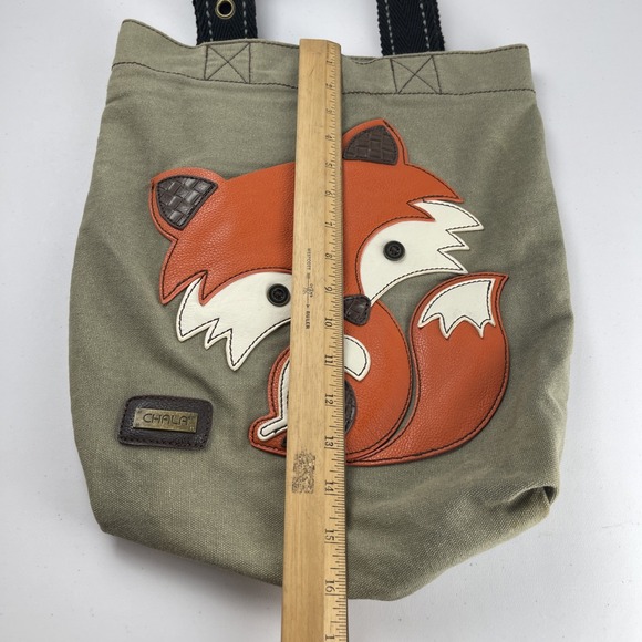 Chala Green Fox Canvas Tote Bag W/ Black Handles Lightly Used - Picture 12 of 16